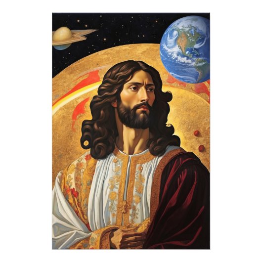 *~* Bezorgdheid Jesus Planet Earth AP50 Kosmos Foto Afdruk (Voorkant)