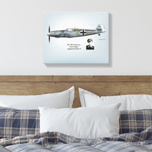 BF-109G Franz Stigler Profiel Canvas Afdruk (Insitu (Slaapkamer))
