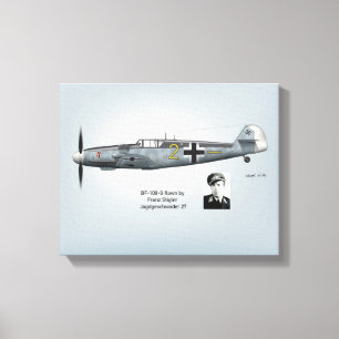BF-109G Franz Stigler Profile Canvas Afdruk