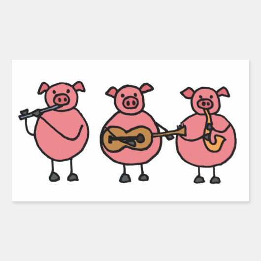 BF - Trois petits stickers de cochons musicaux (Devant)