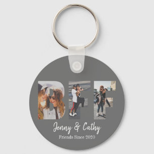 BFF 3 Foto Collage Best Friend Forever Gray Sleutelhanger