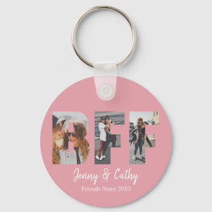 BFF 3 Foto collage vriendschap Besties Blush roze Sleutelhanger