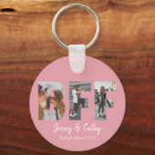 BFF 3 Foto collage vriendschap Besties Blush roze Sleutelhanger (Voorkant)