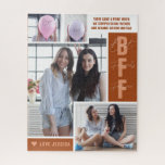 BFF Best Friends | Puzzle de collage photo moderne<br><div class="desc">"Nous Sommes Devenus Soeurs". Un grand cadeau pour votre bestie. 3 photo collage, polices modernes et bannière à deux tons tendance. Ajoutez votre libellé personnalisé à cette conception à l'aide des cases "Modifier ce modèle de conception" situées à droite de l'élément, ou cliquez sur le bouton bleu "Customiser" pour arranger...</div>