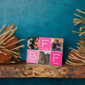 BFF Beste Vrienden Besties Roze 3-foto Collage Fotoplaat (Zijkant)