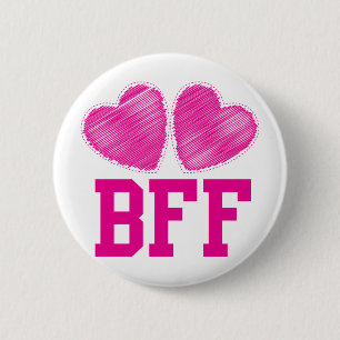 BFF Beste vrienden voor altijd met liefdesharten Ronde Button 5,7 Cm