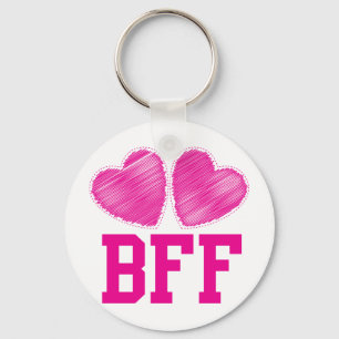 BFF Beste vrienden voor altijd met liefdesharten Sleutelhanger