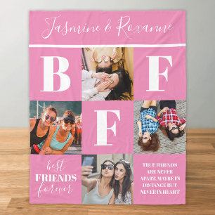 BFF Besties Foto Collage Pink Fleece Deken