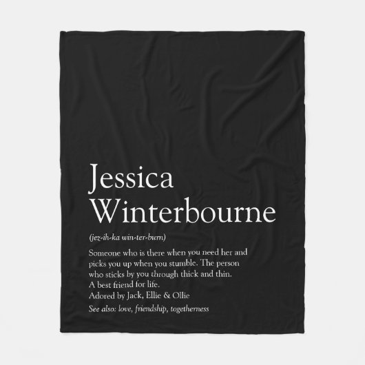 BFF Definitie Zwart en Wit Persoonlijk Fleece Deken (Voorkant)