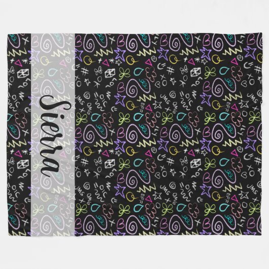 BFF Doodles - Faux Glitter Patroon Fleece Deken (Voorkant (Horizontaal))