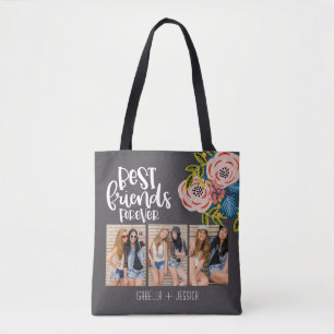 BFF Floral Foto Collage Best Friends Forever Draagtas