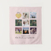 BFF Foto Collage Cadeaus Stof Roze PIZZA Vrienden Wandkleed (Voorkant)