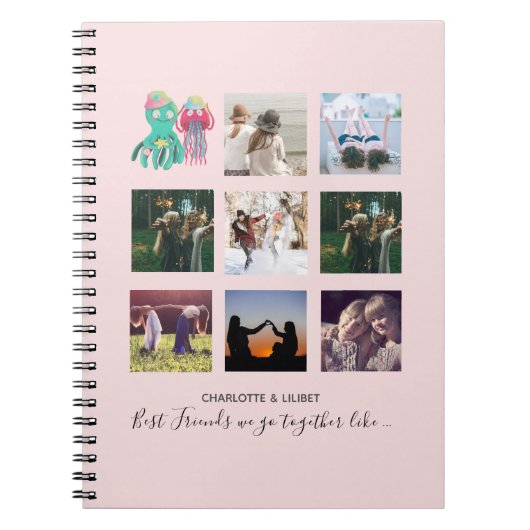 BFF Foto Collage Jellyfish Octopus Custom Gift Notitieboek (Voorkant)