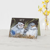 BFF-kaart met baby bluejay en baby-spotvogel Kaart (Gele Bloem)