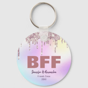 BFF Paars Roos Gold Glitter Driving Best Friends Sleutelhanger