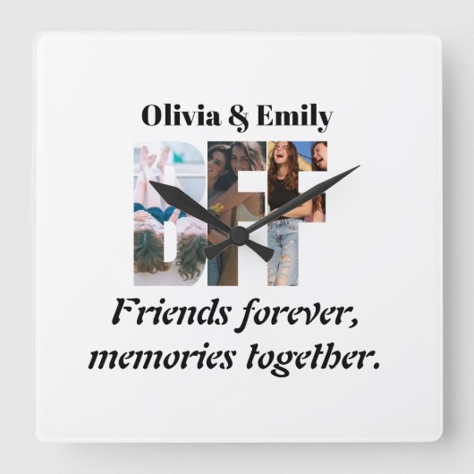BFF Photo Wall Clock – Personalized Gift Vierkante Klok (Voorkant)