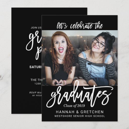 BFF Siblings Friends Graduation Party Invitation Kaart (Voorkant / Achterkant)
