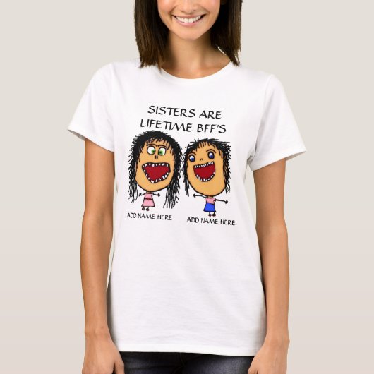 BFF Sisters Cartoon T-shirt (Voorkant)