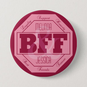 BFF-vriendschap - aangepaste namen - knoppen Ronde Button 7,6 Cm