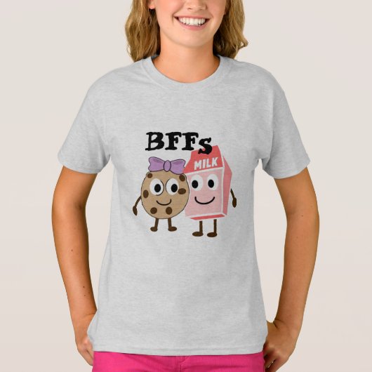 BFFS-melk en chocoladekoekjes grappige humor T-shirt (Voorkant)