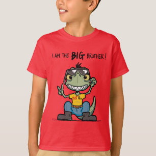 BG broer Happy Green Dinosaur Cartoon Red T-shirt
