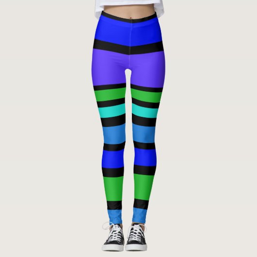 BG Stripes Patroon gekleurd IV + uw achtergrond Leggings (Voorkant)