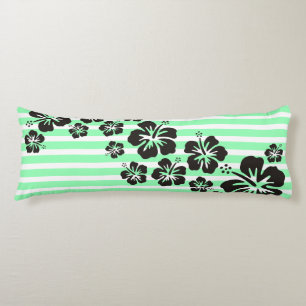 BG Stripes Patroon smal wit + hibiscus blooms Lichaamskussen