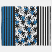 BG Stripes Pattern troep zwart + gekko mozaïek Fleece Deken (Voorkant (Horizontaal))