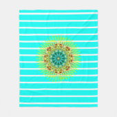BG Stripes Pattern trok turquoise mandala + back. Fleece Deken (Voorkant)