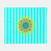 BG Stripes Pattern trok turquoise mandala + back. Fleece Deken (Voorkant (Horizontaal))