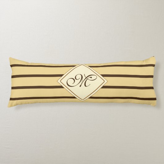 BG Stripes Pattern wride beige + uw monogram Lichaamskussen (Voorkant)