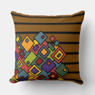 BG Stripes Pattern zwemt bruin + abstracte kunst Kussen
