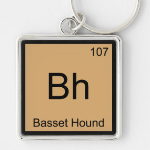 Bh - Basset Hound Chemistry Element Symbol Dog T-s Sleutelhanger