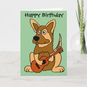 BH - Duitse Herder Puppy Spelen Gitaar Cartoon Kaart