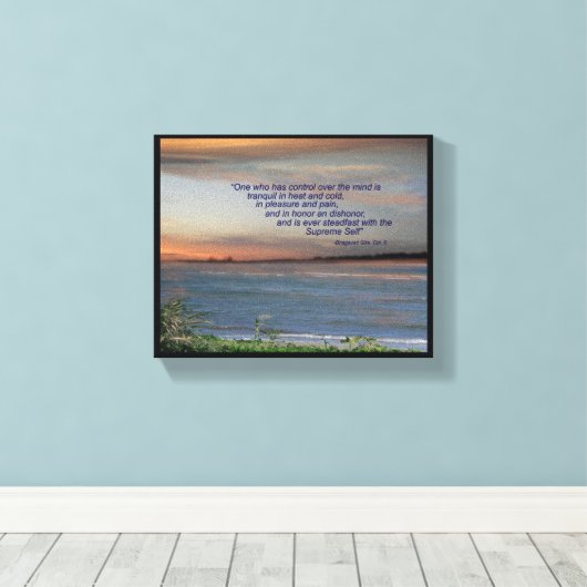 Bhagavad Gita Quote Canvas, "Een die controle heef Canvas Afdruk (Insitu (Houten vloer))