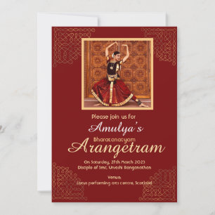 Bharatanatyam Arangetram invitation avec votre pho