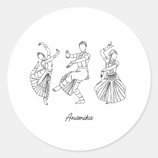 Bharatanatyam Dance aangepaste naam Ronde Sticker (Voorkant)