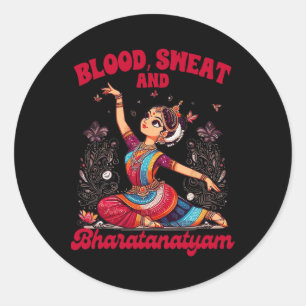 Bharatanatyam Dancing Indian Blood Een zweet en bh Ronde Sticker