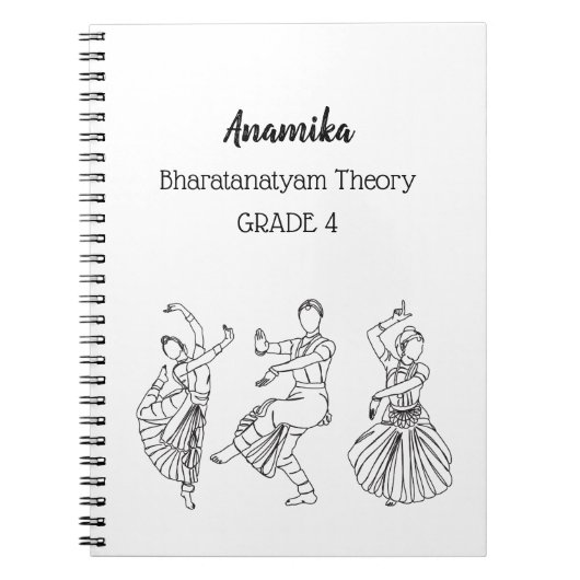 Bharatanatyam théorie de la danse Carnet spiral (Devant)