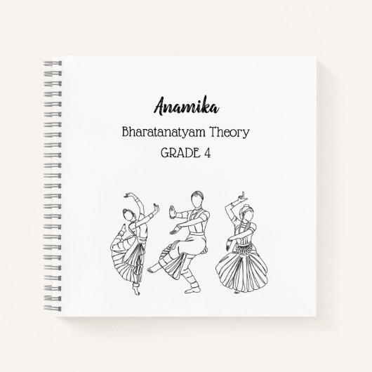 Bharatanatyam théorie de la danse Carnet spiral (Devant)