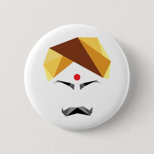 Bharathiyar abstract tamil knopkleur ronde button 5,7 cm (Voorkant)