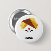 Bharathiyar abstract tamil knopkleur ronde button 5,7 cm (Voorkant /achterkant)
