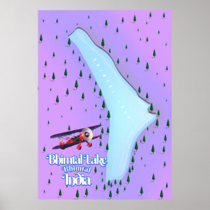 Bhimtal Lake Bhimtal Inde affiche de voyage.