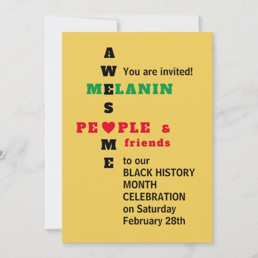 BHM Awesome Melanin | Invitation du mois de l'hist (Devant)