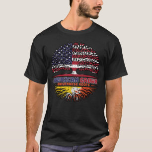 Bhutan Bhutanese American USA Tree Roots Flag T-shirt