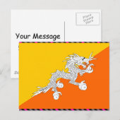Bhutan Flag Briefkaart (Voorkant / Achterkant)