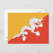 Bhutan Flag Briefkaart (Voorkant / Achterkant)