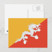 Bhutan Flag Briefkaart (Voorkant / Achterkant)