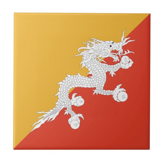 Bhutan Flag Ceramic Tile Tegeltje (Voorkant)