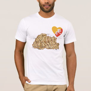 Bhutan Flag Heart en Map T-Shirt